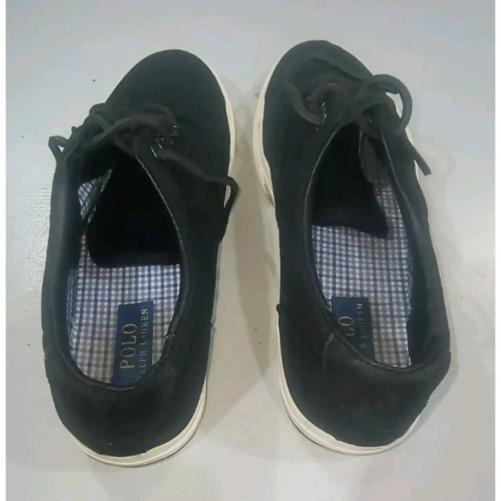 Polo Ralph Lauren Vaughn Canvas Suede Shoes Men's 10 D Boat Comfort Black